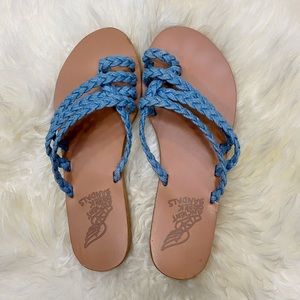 Ancient Greek Denim Leather Sandals